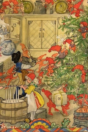 Barnens adventskalender Målningar av Aina Stenberg-MasOlle